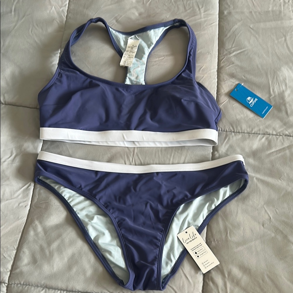 Roaming River Sporty Back Bralette & Banded Hipster Bikini Set